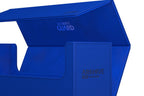 Blaues Ultimate Guard Arkhive 400+ XenoSkin für Kartenaufbewahrung, geöffnet mit sichtbarem Innenraum.