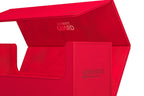 Rote Ultimate Guard Arkhive 400+ XenoSkin Box, offen, für Kartenaufbewahrung.