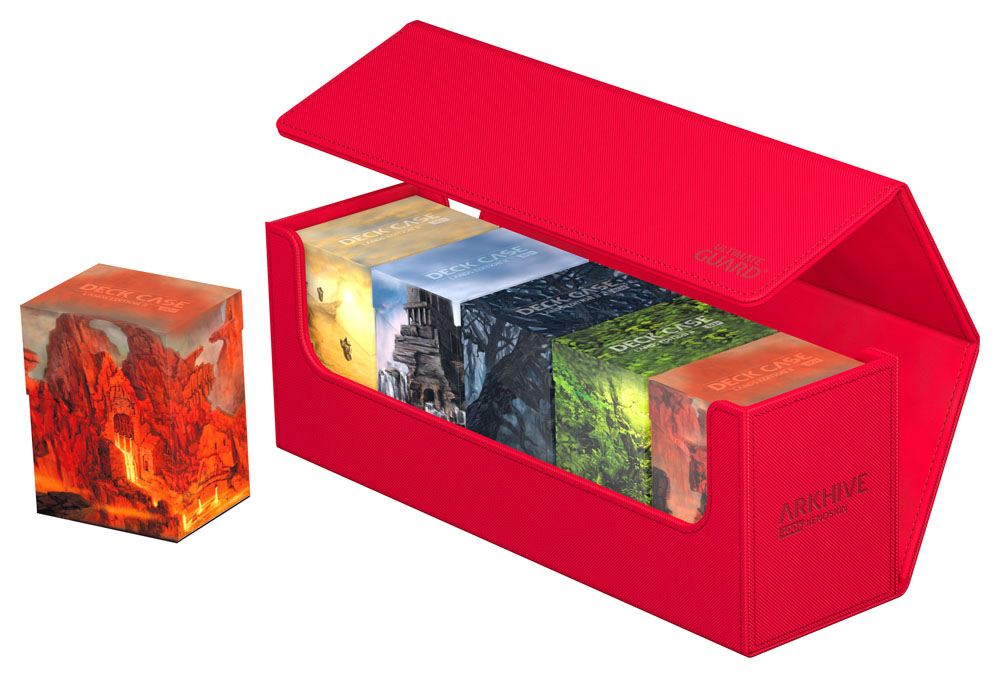 Ultimate Guard Arkhive 400+ XenoSkin Rot mit Deck Cases für Kartenaufbewahrung.