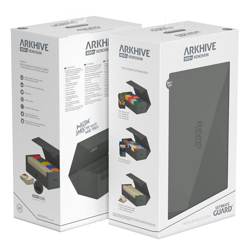 Ultimate Guard Arkhive 800+ in Grau, für über 800 Karten oder 350 Toploader, ideal für Deckboxen und optimalen Stauraum.