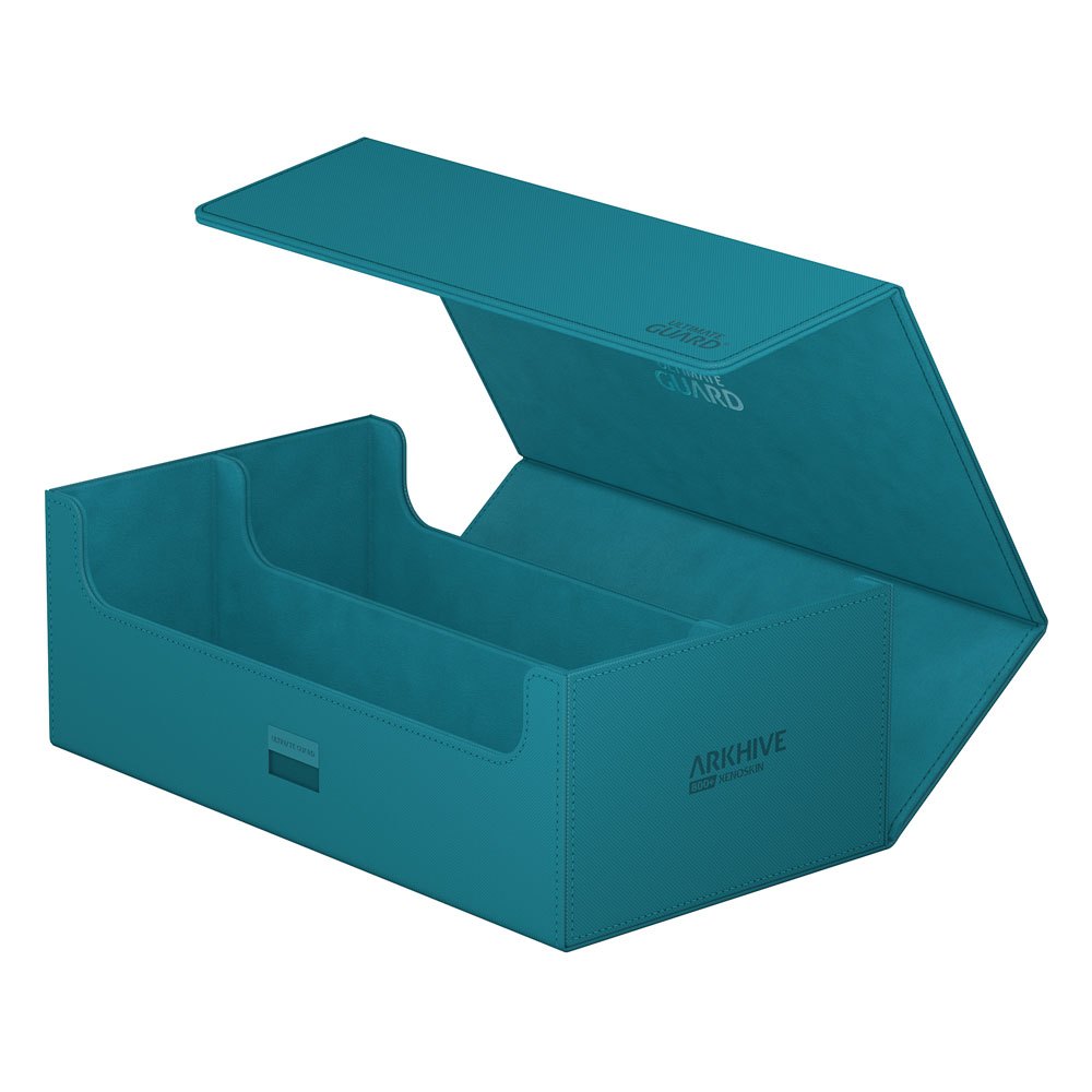 Offene Ultimate Guard Arkhive 800+ XenoSkin Box in Petrolblau, geeignet für über 800 Karten.