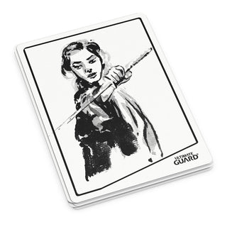 Ultimate Guard Multi Tokens 25er-Pack, schwarz-weiße Illustration eines Kriegers, ideal für Kartenspiele und Notizen.