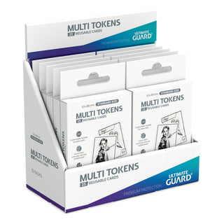Ultimate Guard Multi Tokens 25er-Pack, wiederverwendbare Karten in Displaybox, ideal für Spiele und Notizen.