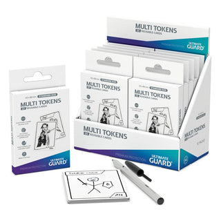 Ultimate Guard Multi Tokens 25er-Pack, wiederverwendbare Karten mit Stift, ideal für Notizen und Spiele.