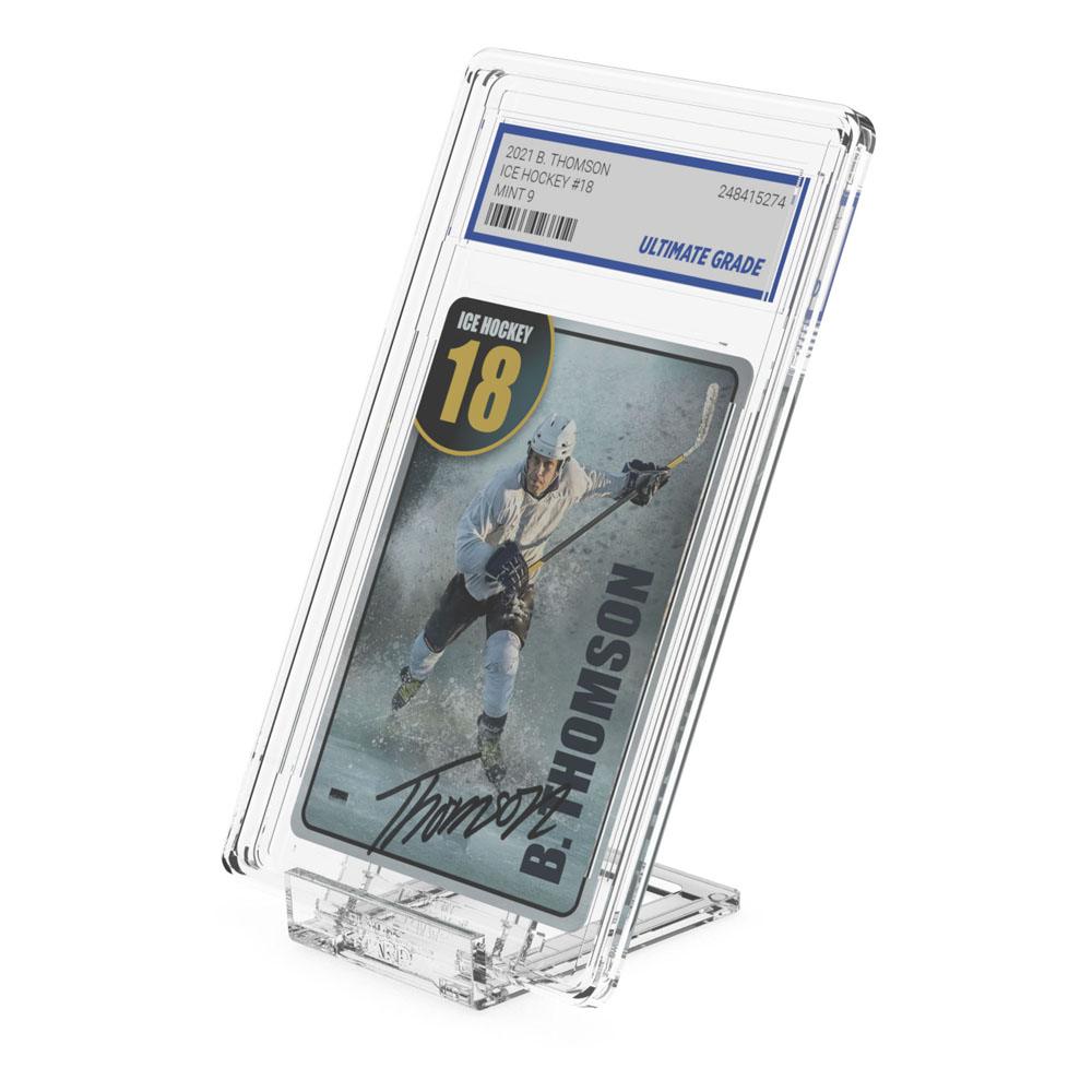 Ultimate Guard Slider Stand mit Eishockey-Sammelkarte, transparentes Plastik, für Sammlerstücke.