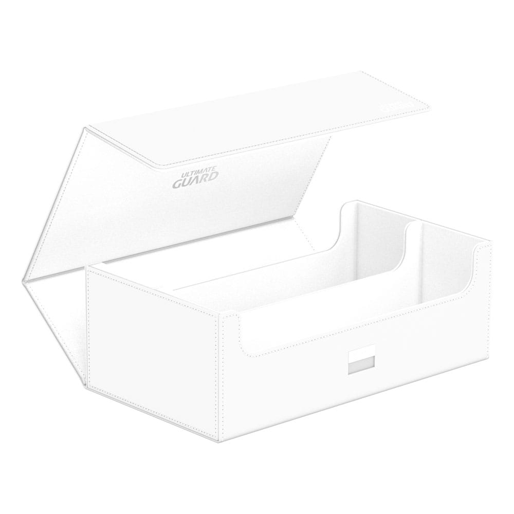 Ultimate Guard Arkhive 800+ XenoSkin Weiß, offene Kartenbox für 800+ Karten, seitliche Ansicht.