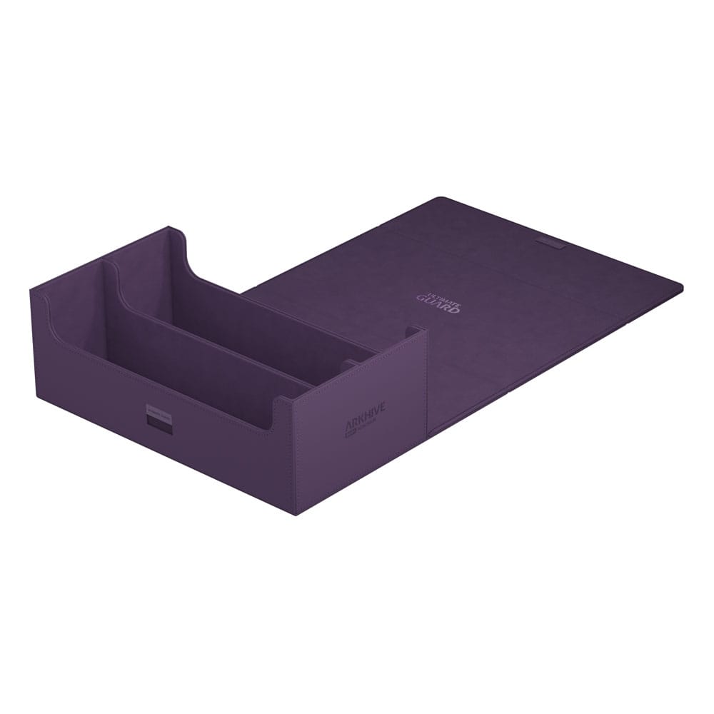 Violette Ultimate Guard Arkhive 800+ XenoSkin Box für 800+ Karten, geöffnet und leer.