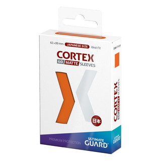 Ultimate Guard Cortex Sleeves, Japanische Größe, 60er Pack, matte Orange, Verpackungsvorderseite.