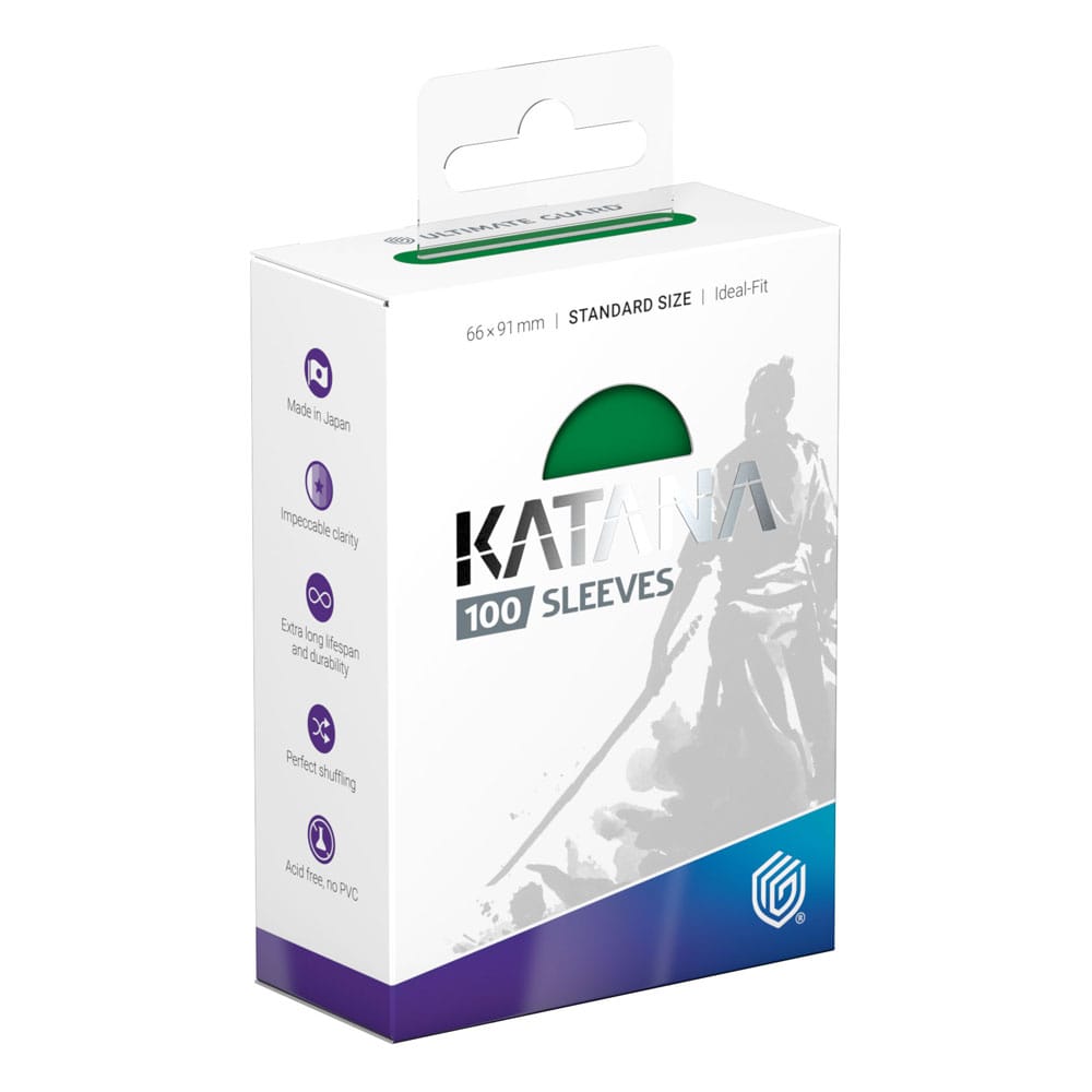 Ultimate Guard Katana Sleeves Jade Garden, 100er Packung, Standardgröße, Schachtel mit Samurai-Design.