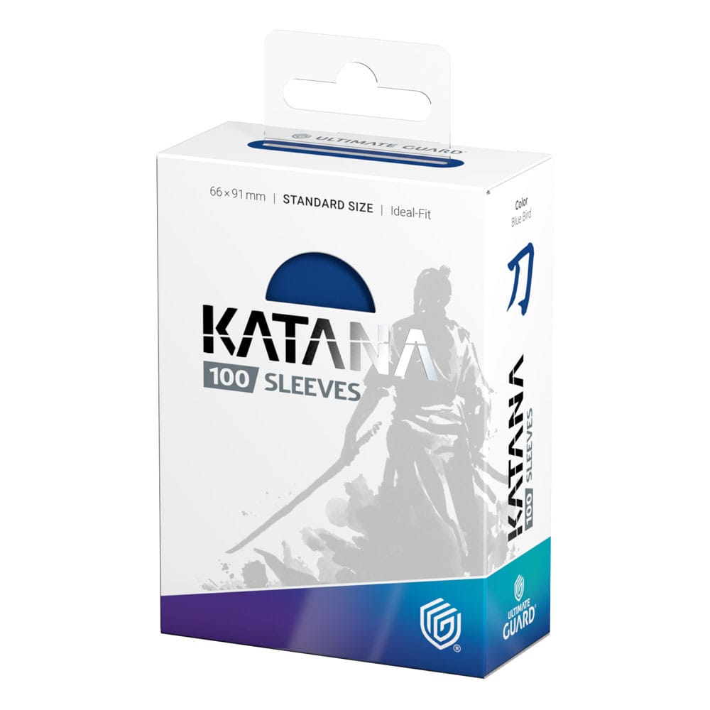 Ultimate Guard Katana Sleeves Blue Bird, 100 Stück, Standardgröße, Verpackung mit Samurai-Design.