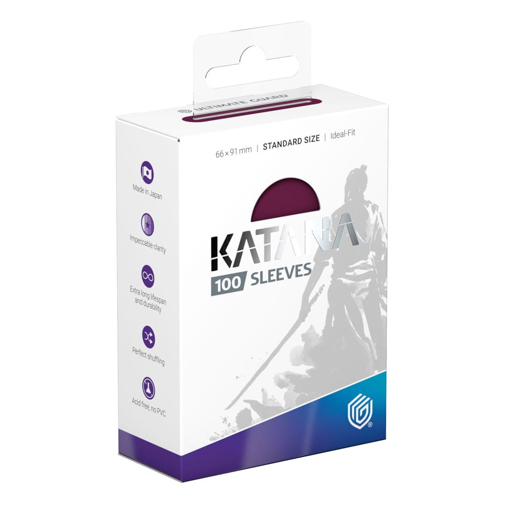Ultimate Guard Katana Sleeves Radiant Plum, 100er Packung, Standardgröße, in weißer Verpackung.