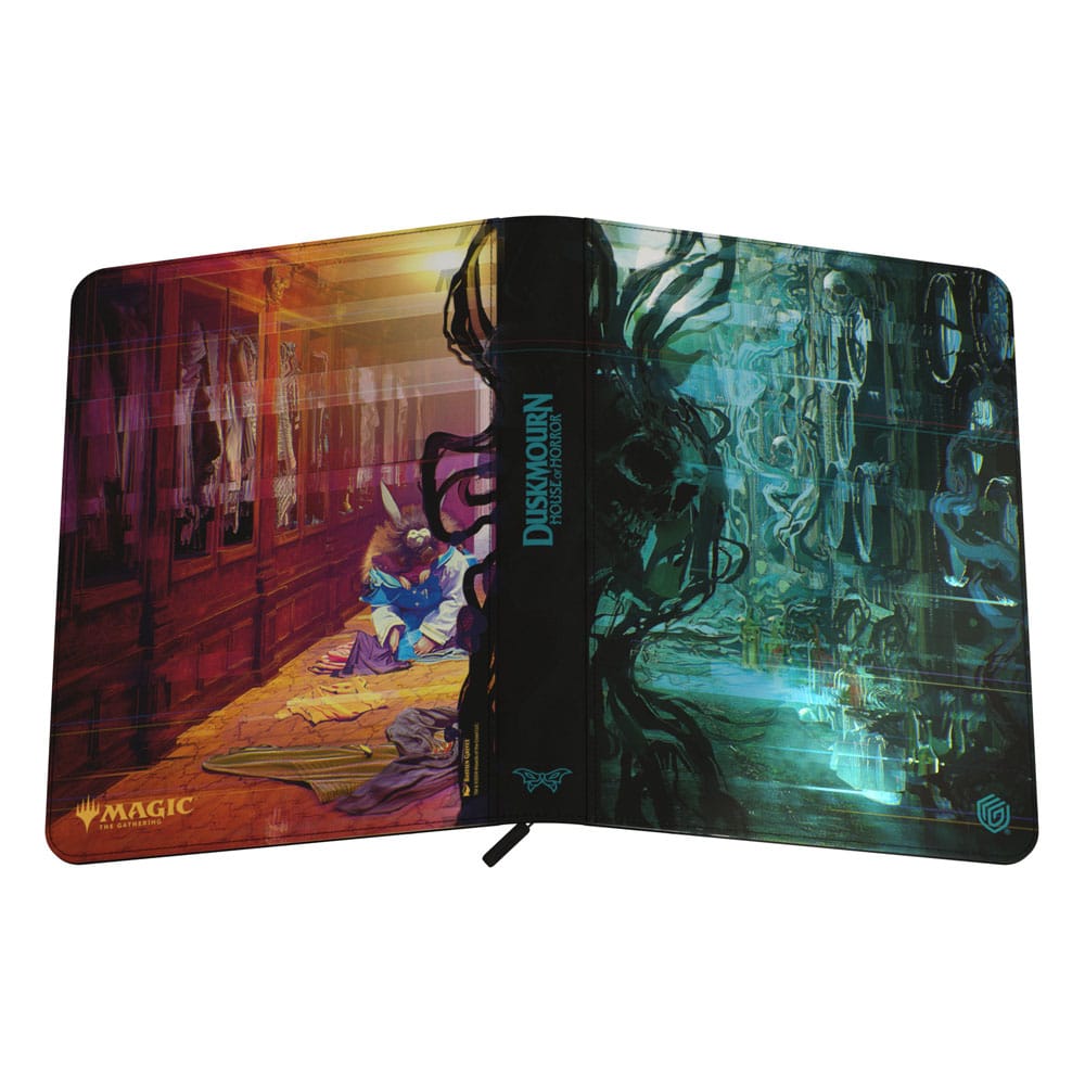 Ultimate Guard Zipfolio 360 Xenoskin mit gruseligem Duskmourn-Design, Magic: The Gathering, geöffnet.