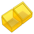 Transparente, gelbe Kartenbox "Ultimate Guard Boulder 100+ Clear - Amber", geöffnet, für Kartendecks.