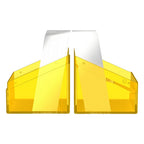 Transparente Kartenbox Ultimate Guard Boulder 100+ Clear in Amber, geöffnet, mit Karten.