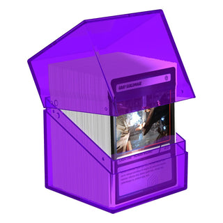 Ultimate Guard Boulder 100+ Clear Amethyst Deck-Box, transparent, Karten sichtbar.