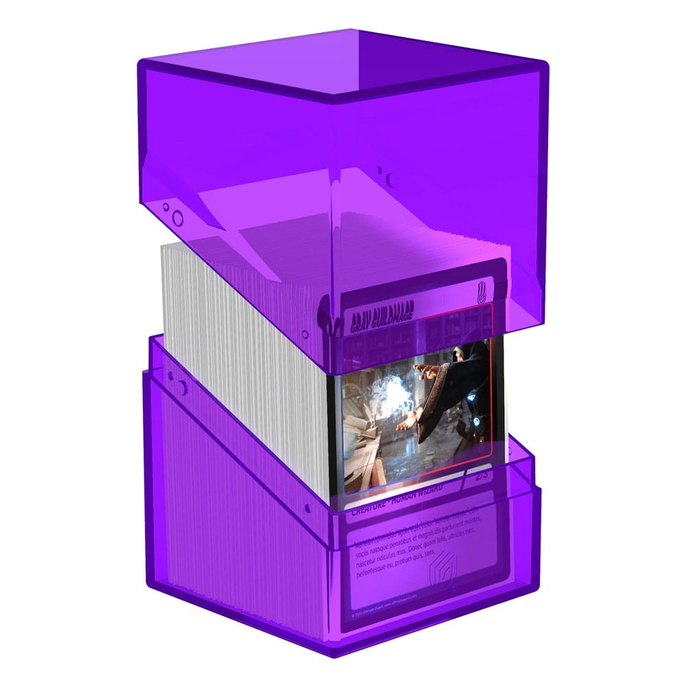 Ultimate Guard Boulder 100+ Clear in Amethyst: stabile Deck-Box für bis zu 100 Karten mit transparentem Design und sichere...