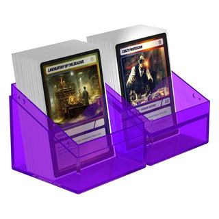 Ultimate Guard Boulder 100+ Clear Amethyst Deck-Box mit Karten, transparentes Design.
