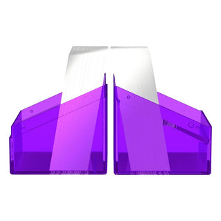 Ultimate Guard Boulder 100+ Clear Amethyst Deck-Box, transparent, geöffnet mit Karten.
