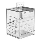 Transparente Ultimate Guard Boulder 100+ Deck-Box, zeigt Kartenaufbewahrung und Design-Details.