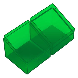 Transparente, grüne Kartenbox "Ultimate Guard Boulder 100+ Clear - Emerald", geöffnet, für Kartendecks.