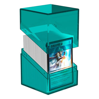 Ultimate Guard Boulder 100+ Clear Malachite Deck-Box mit Karten, transparentes Design.