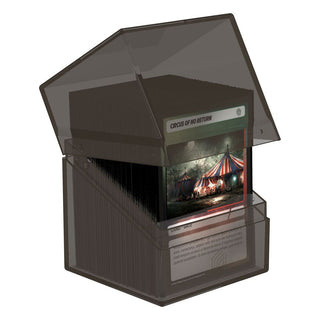 Ultimate Guard Boulder 100+ Clear Onyx Deck-Box mit Karten, transparentes Design.