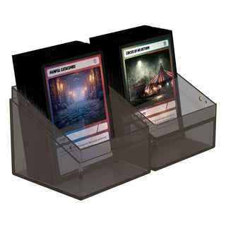 Ultimate Guard Boulder 100+ Clear Onyx Deck-Box mit Karten, transparentes Design.