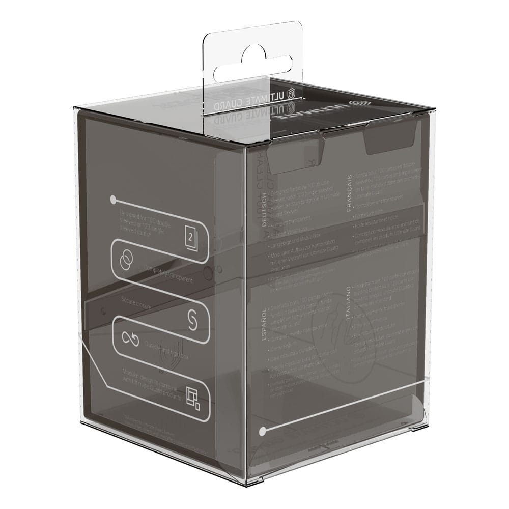 Ultimate Guard Boulder 100+ Clear Onyx Deck-Box, transparent, für Kartenaufbewahrung.