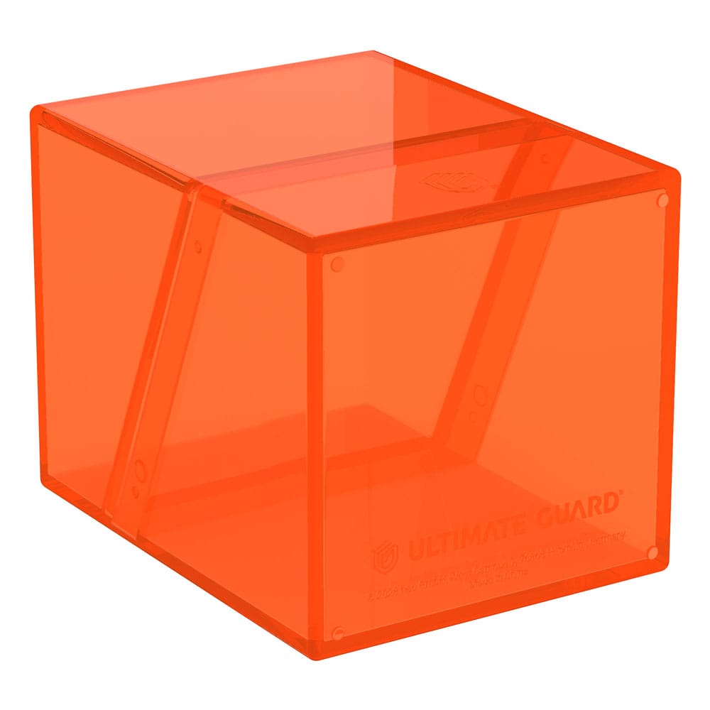 Ultimate Guard Boulder 100+ Clear Deck-Box, transparent, orange, für Kartenaufbewahrung.