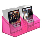 Ultimate Guard Boulder 100+ Clear Rhodonite, transparente Deck-Box mit Karten, pinkes Design.