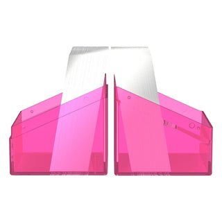 Transparente Ultimate Guard Boulder 100+ Clear Rhodonite Deck-Box, geöffnet, zeigt Kartenstapel.