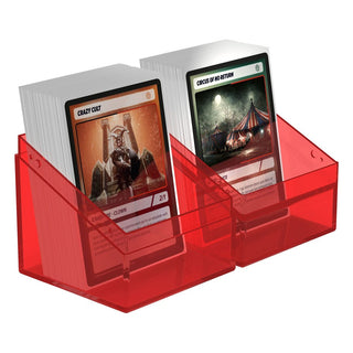Ultimate Guard Boulder 100+ Clear in Ruby: stabile Deck-Box für bis zu 100 Karten, transparentes Design für optimale Sicht.