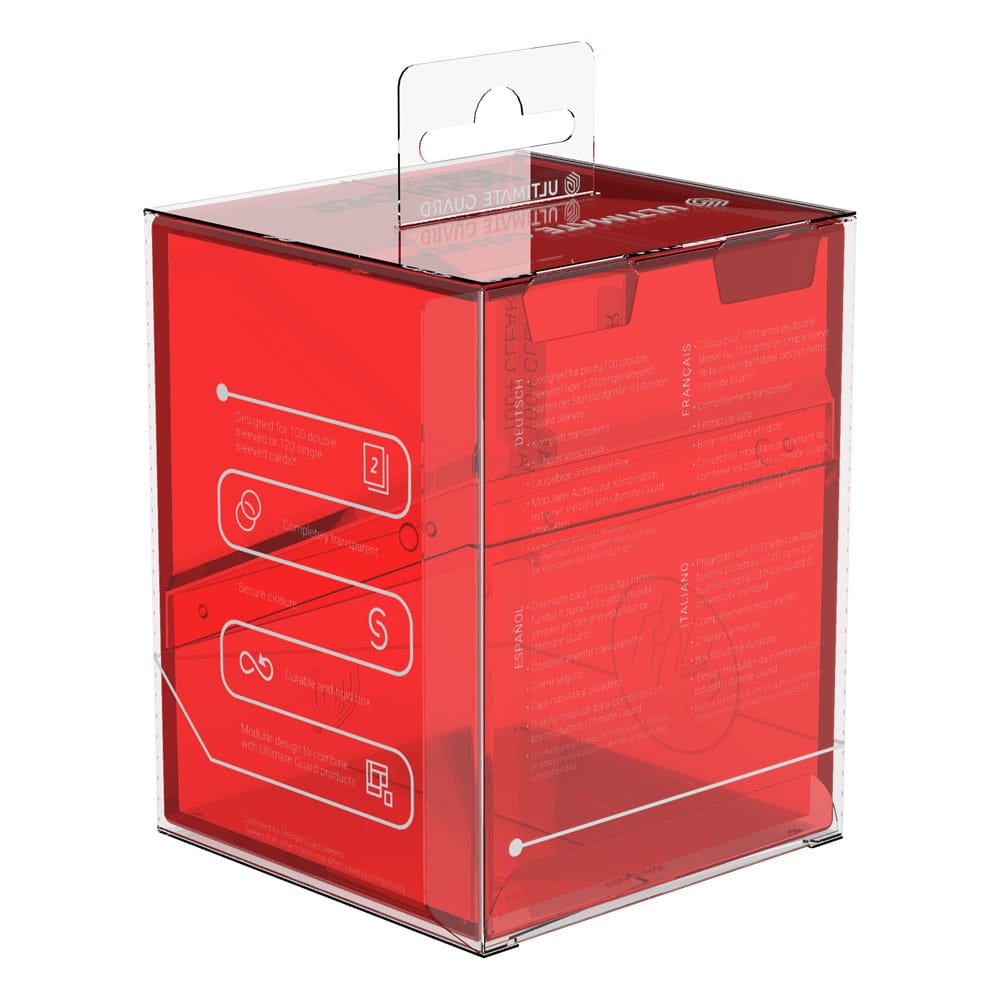 Ultimate Guard Boulder 100+ Clear Ruby Deck-Box, transparent, rote Kartenbox.