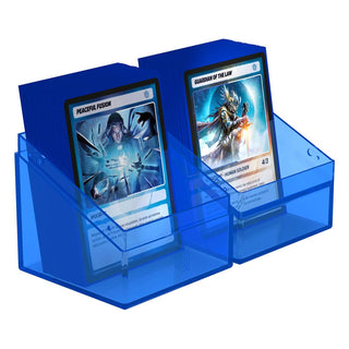 Ultimate Guard Boulder 100+ Clear Sapphire Deck-Box mit Karten, transparentes Design.
