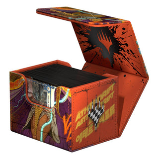Ultimate Guard Sidewinder 100+ Xenoskin Deck-Box, offen, mit Karten, Magic: The Gathering "Aetherdrift"-Design.