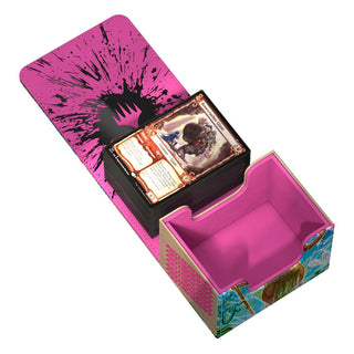 Ultimate Guard Sidewinder 100+ Xenoskin Deck-Box, offen mit Magic: The Gathering Karten, pinkes Innenfutter.