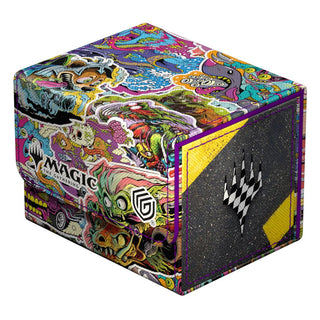 Bunte Ultimate Guard Sidewinder 100+ Xenoskin Deck-Box mit Magic: The Gathering Aetherdrift-Motiv.