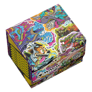 Bunte Ultimate Guard Sidewinder 100+ Xenoskin Deck-Box mit Magic: The Gathering "Aetherdrift" Design.