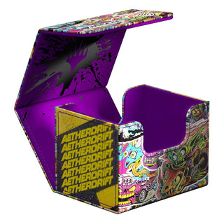 Ultimate Guard Sidewinder 100+ Xenoskin Aetherdrift Deck-Box, buntes Design, offen, Magic: The Gathering.