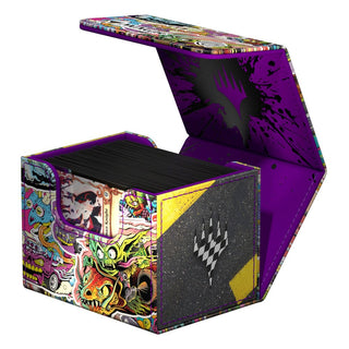 Ultimate Guard Sidewinder 100+ Xenoskin Deck-Box, buntes Design, geöffnet, Magic: The Gathering Aetherdrift Edition.