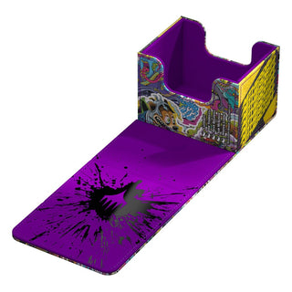 Ultimate Guard Sidewinder 100+ Xenoskin "Aetherdrift" Deck-Box, lila mit buntem Design, offen.