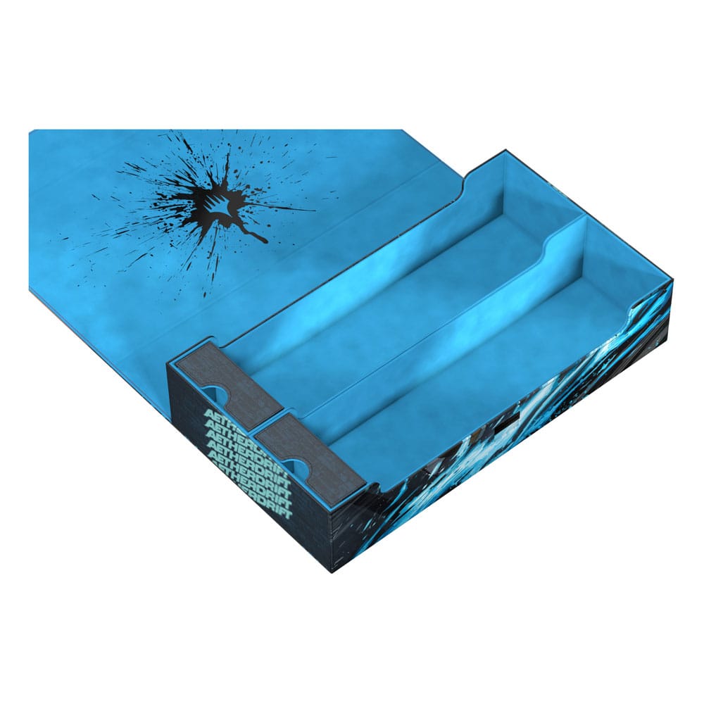 Ultimate Guard Omnihive 1000+ Xenoskin Aetherdrift Magic: The Gathering Aufbewahrungsbox, blau, geöffnet.