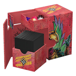 Ultimate Guard Flip'n'Tray 100+ Xenoskin Deck-Box mit Magic: The Gathering Aetherdrift Design, geöffnet mit Karten und Wür...