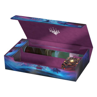 Ultimate Guard Omnihive 1000+ Xenoskin Deck-Box mit Geisterdrachen-Design, offen mit zwei Fächern.