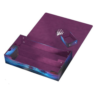 Ultimate Guard Omnihive 1000+ Xenoskin Deck-Box, lila, mit Geisterdrachen-Design, offene Fächeransicht.