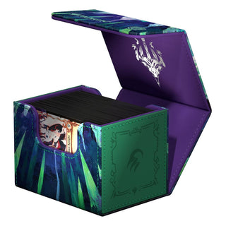 Ultimate Guard Sidewinder 100+ Xenoskin Kartenbox, offen mit Karten, Magic: The Gathering Design, grün-blau, Magnetverschl...