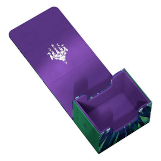 Ultimate Guard Sidewinder 100+ Xenoskin Kartenbox, lila, offen, mit Dragonstorm-Design, für Magic: The Gathering.