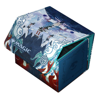 Ultimate Guard Sidewinder 100+ Xenoskin Magic: The Gathering Kartenbox mit Dragonstorm-Design, geöffnet.