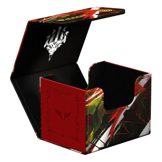 Ultimate Guard Sidewinder 100+ Xenoskin Kartenbox, rot-schwarz, offen, für Magic: The Gathering Karten.