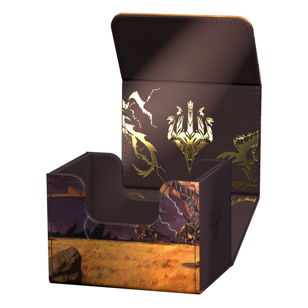Ultimate Guard Sidewinder 100+ Xenoskin mit Magic: The Gathering Artwork, geöffnet, zeigt schillernde Prägung innen.